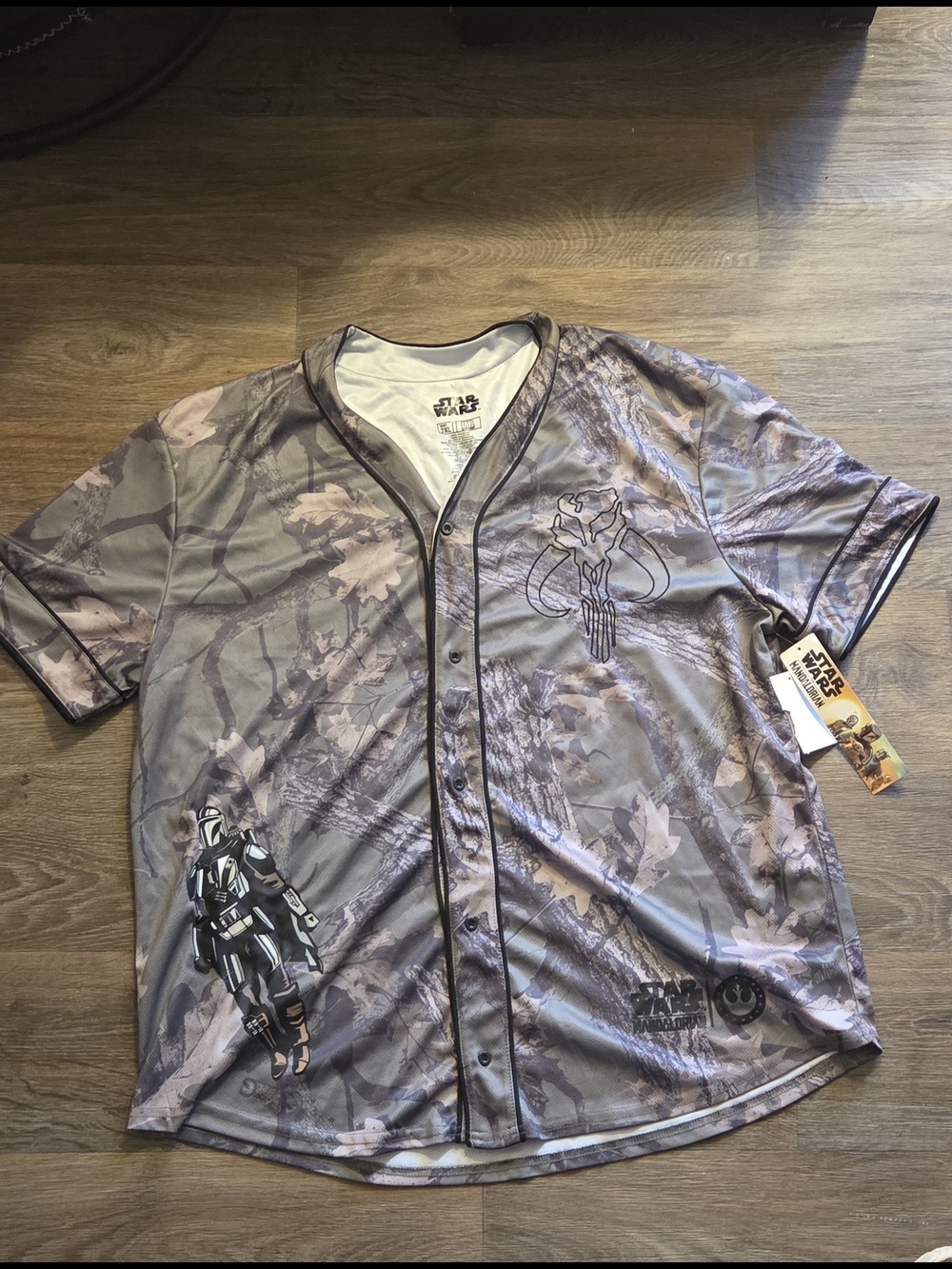 Star Wars Mandalorian Gray Camouflage Baseball Jersey